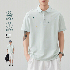 2026年夏季新款高弹凉感绣花短袖男士polo衫