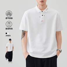 批发2026年夏季新款冰感莫代尔国风樱花短袖POLO衫男