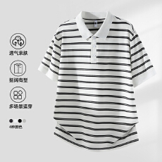 批发2026年夏季新款莱塞尔条纹短袖POLO衫男