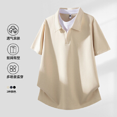 批发2026年夏季新款亲肤云朵棉假两件短袖POLO衫男