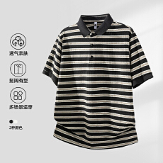 批发2026年夏季新款POLO衫男款短袖翻领上衣彩纱条纹
