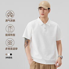 批发2026年夏季新款纯色云朵棉简约风短袖POLO衫休闲男