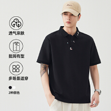 批发2026年夏季新款冰感莫代尔国风樱花短袖POLO衫男