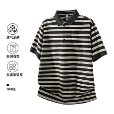批发2026年夏季新款POLO衫男款短袖翻领上衣彩纱条纹