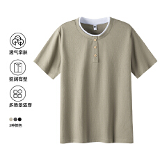 批发2026年夏季新款提花双面简约风短袖圆领T恤男
