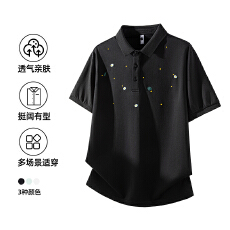批发2026年夏季新款高弹凉感绣花短袖男士polo衫