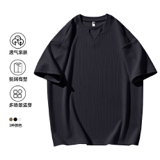 2026年夏季新款纯色t恤男短袖夏季V领