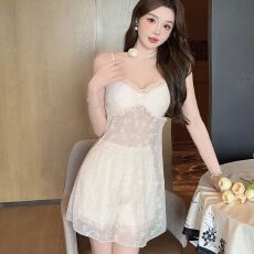 批发实拍<b class='q'>性感</b>睡衣女蕾丝吊带裙+冰丝短裤内衫高级感睡裙带胸垫家居服