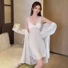 批发实拍性感睡衣女吊带睡裙<b class='q'>睡袍</b>两件套冰丝带胸垫轻奢风高级感家居服