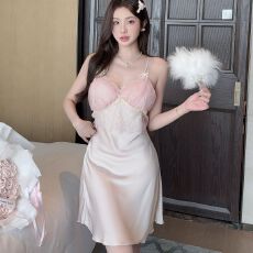 批发实拍性感睡衣冰丝<b class='q'>吊带</b><b class='q'>睡裙</b>夏天薄款蕾丝美背高级感带胸垫家居服