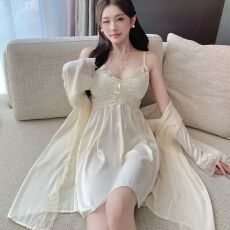 批发实拍性感睡衣女冰丝<b class='q'>吊带</b><b class='q'>睡裙</b>睡袍两件套轻奢风带胸垫高级感家居服