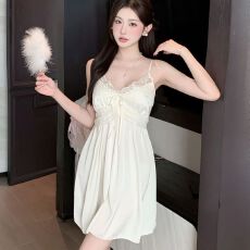 批发实拍性感睡衣女夏冰丝<b class='q'>吊带</b><b class='q'>睡裙</b>蕾丝花边轻奢风带胸垫高级感家居服