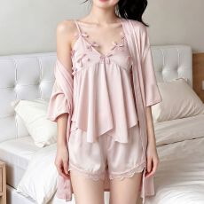 批发实拍<b class='q'>性感</b><b class='q'>睡衣</b>女夏冰丝吊带短裤套装立体蝴蝶结高级感带胸垫家居服