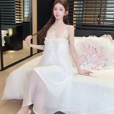 批发性感睡衣透明网纱双层琉璃纱吊带<b class='q'>睡裙</b>甜美<b class='q'>公主</b>宫廷风带胸垫家居服