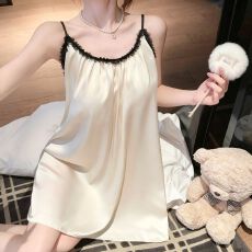 批发性感睡衣女夏冰丝<b class='q'>吊带</b><b class='q'>睡裙</b>带胸垫薄款高级感美背甜美纯欲风家居服