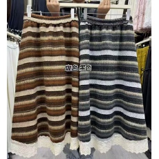 批发冬天加绒加厚毛呢<b class='q'>半身裙</b>女秋冬2025新款好看<b class='q'>条纹</b>a字裙伞裙长裙冬