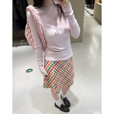 批发姜雯 时髦复古MIU系彩色格子高腰半身裙女春季羊毛显瘦短款A字裙