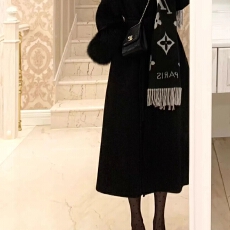 批发气质名媛千金毛毛袖收腰系带呢子大衣<b class='q'>女</b>秋冬高级感超好看毛呢外套