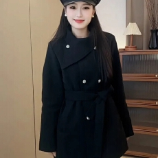 批发秋冬新品<b class='q'>大</b>衣短款气质显瘦法式高级<b class='q'>外套</b>百搭休闲设计毛呢妮子<b class='q'>大</b>衣