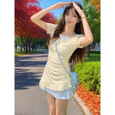 批发法式<b class='q'>假两件</b>挂脖吊带<b class='q'>连衣裙</b>女夏季2026新款小众不规则纯欲包臀短裙