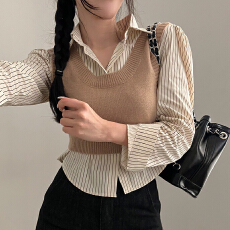 批发韩版jk毛衣外穿背心打底套头短款修身性感吊带学院风背心针织