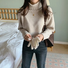 批发已出大货 高领<b class='q'>毛衣</b>秋冬韩版加厚纯色<b class='q'>毛衣</b>优雅套头打底针织衫上衣