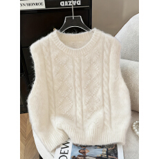 批发韩系马甲毛衣纯色麻花针织衫背心叠穿圆领软糯上衣百搭休闲<b class='q'>通勤</b>女