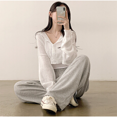 批发大码女装胖mm日系连帽针织开衫外套女春季薄款宽松纯色防晒毛衣女