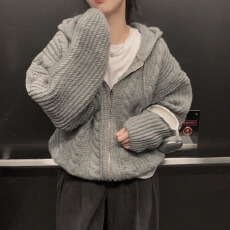 批发<b class='q'>大码</b><b class='q'>女装</b>胖mm韩版麻花<b class='q'>大码</b>毛衣双开拉链连帽<b class='q'>长袖</b>针织衫开衫外套女