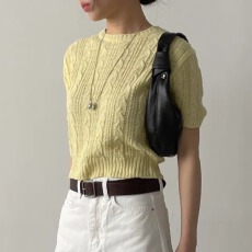 批发大码女装胖mm新<b class='q'>韩版</b>麻花短款圆领套头冰丝针织衫日系薄款短袖<b class='q'>毛衣</b>