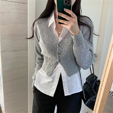 批发春季韩版毛衣修身小个子短款胖mm针织开衫纯色V领显瘦<b class='q'>短外套</b>上衣