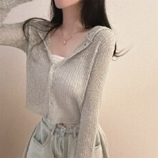 批发大码春夏薄款韩版<b class='q'>毛衣外套</b>连帽长袖针织开衫修身气质微透冰丝罩衫