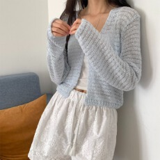 批发大码女装胖MM韩版夏季冰凉薄款纯色防晒微透长袖针织开衫毛衣外套