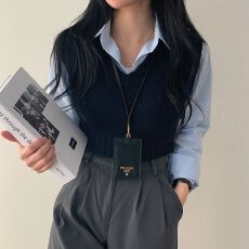 批发JK毛衣马甲背心纯色叠穿学院风V领套头短款无袖针织衫胖mm外穿