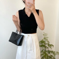批发大码女装胖MM韩版日系翻领冰丝短款背心纯色拼接无袖针织套头毛衣
