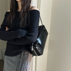 胖MM韩版性感一字领露肩翻领毛衣加厚款日系纯色圣诞针织衫上衣女