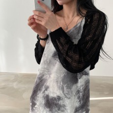 批发韩版纯色镂空防晒罩衫日系夏季蝙蝠袖披肩上衣冰丝<b class='q'>长袖</b>外套毛衣女