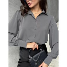 批发ACHU 质感通勤 高级感灰色<b class='q'>衬衫</b>女<b class='q'>职业</b><b class='q'>衬衣</b>设计感通勤上衣春季