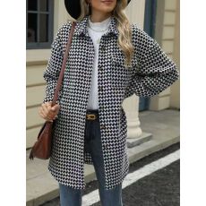 批发春秋装<b class='q'>千鸟格</b>衬衫领外套女装2025年新款时尚休闲宽松欧货慵懒上衣