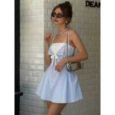 批发白水女 海盐气泡 假两件吊带裙女早春设计感清纯系法式气质<b class='q'>连衣裙</b>