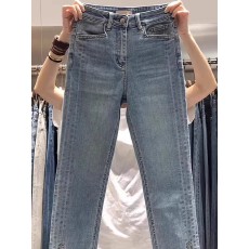 批发梨形身材开叉直筒<b class='q'>牛仔裤</b>女秋季新款胖妹妹mm高腰显瘦烟管<b class='q'>九分</b>裤子