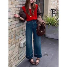 批发设计感刺绣直筒牛仔裤女大码<b class='q'>胖</b><b class='q'>mm</b><b class='q'>秋季</b>新款梨形身材韩版弹力阔腿裤