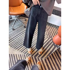 批发大码女装黑色胖mm牛仔裤哈伦裤女中老年松紧腰老爹裤高腰直筒