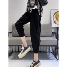 批发秋季新款梨形身材窄版<b class='q'>哈伦</b>裤子女大码胖mm显瘦阔腿裤老爹裤休闲裤