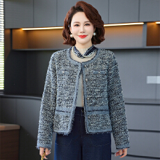 批发妈妈小个子秋装外套女2025新款时尚中老年小香风开衫气质宽松上衣
