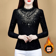 批发秋冬新款加绒加厚长袖<b class='q'>妈妈装</b>遮肉打底衫中年保暖<b class='q'>上衣</b>洋气时尚内搭