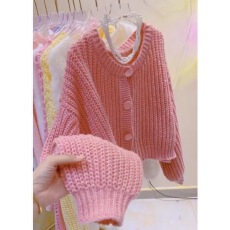 批发慵懒糖果红色毛衣外套女秋新款宽松洋气爆款加厚圆领<b class='q'>短款</b><b class='q'>针织</b><b class='q'>开衫</b>