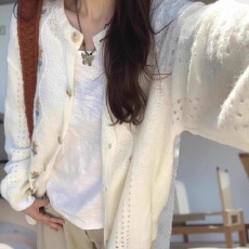 批发法式气质镂空<b class='q'>花朵</b>宽松女春秋新款上衣显瘦韩系别致休闲百搭薄外套