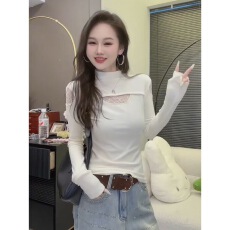 批发圆领打底衫秋冬内搭短款小衫修身<b class='q'>可爱</b>磨毛上衣加绒保暖T恤