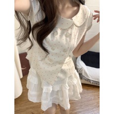 批发韩系甜美减龄波点百搭不对称<b class='q'>娃娃领</b>衬衣女上衣2026夏新款